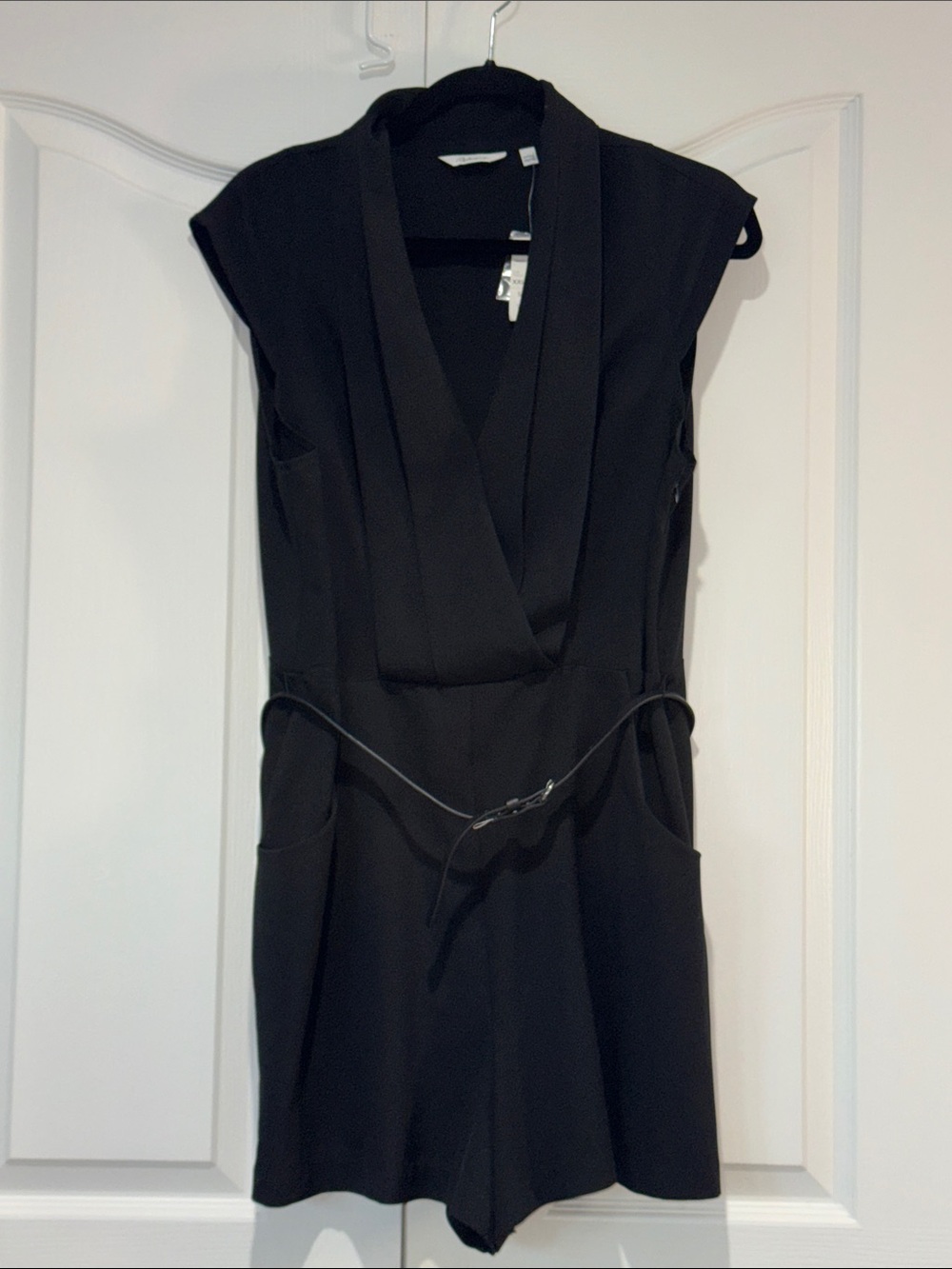 Reitmans Black Sleeveless Romper with Belt